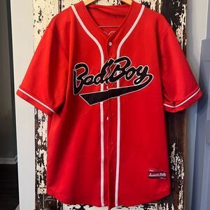 Bad Boy Biggie Smalls Button down red and black baseball jersey. Hip hop. XL #72